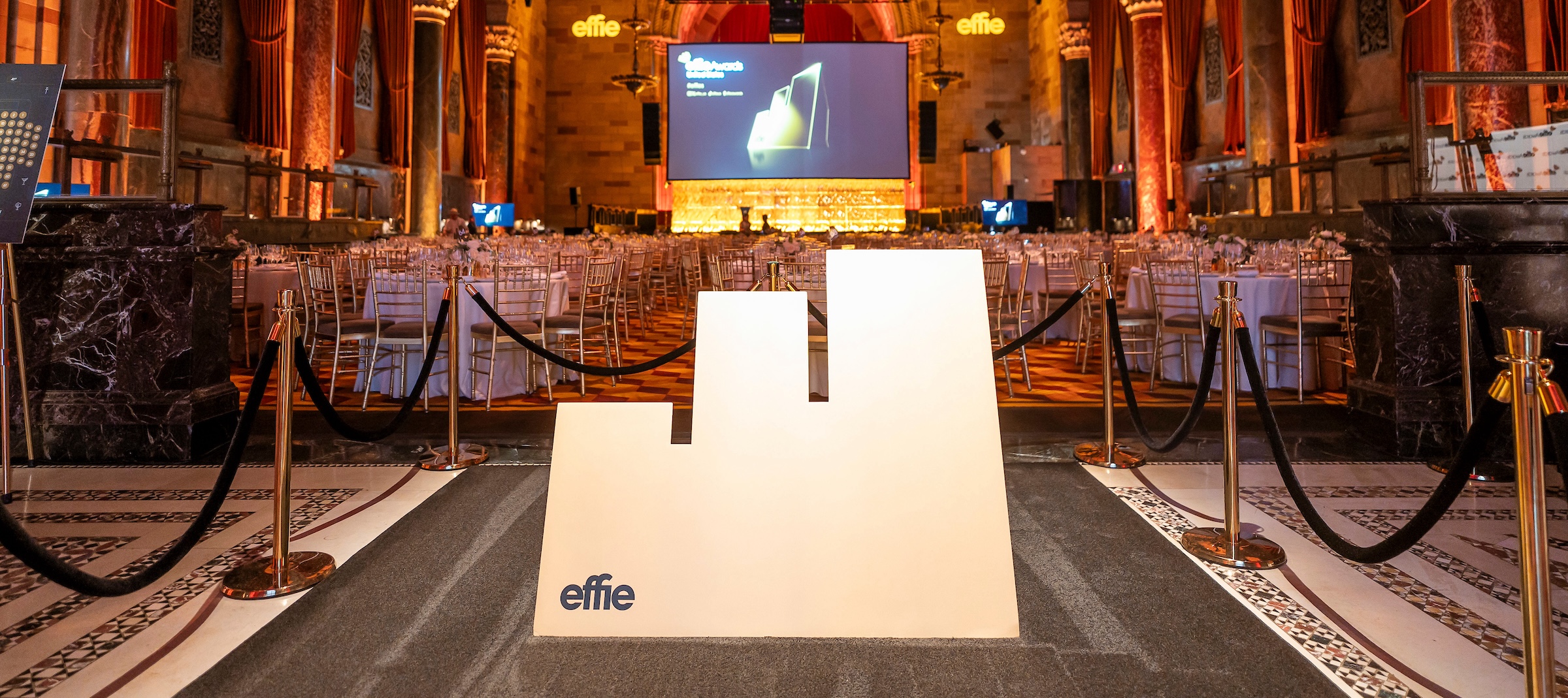 A Gold Effie Award at a gala for celebrating marketing effectiveness